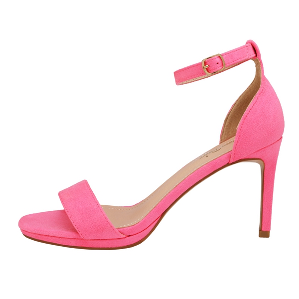 High Heel Pump Sandals - NEON PINK SUEDE - 1